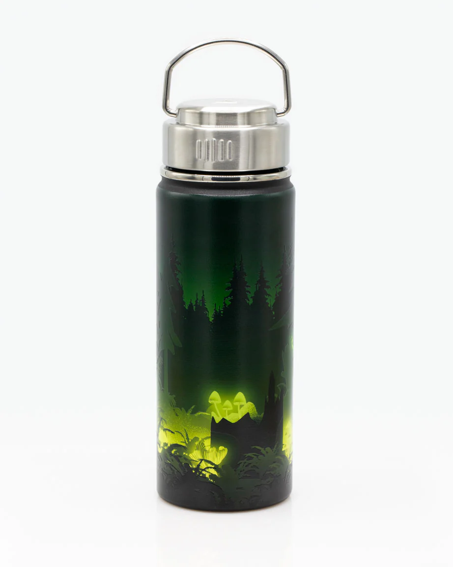 Bioluminescent Mushrooms 18 oz Steel Bottle - Image 2