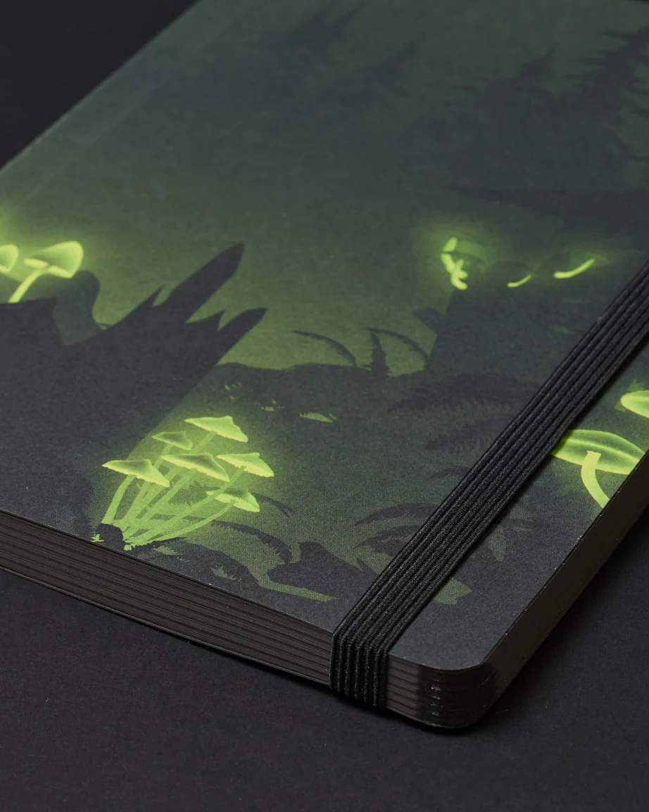 Bioluminescent Mushrooms Dark Analysis A5 Softcover Notebook - Image 4