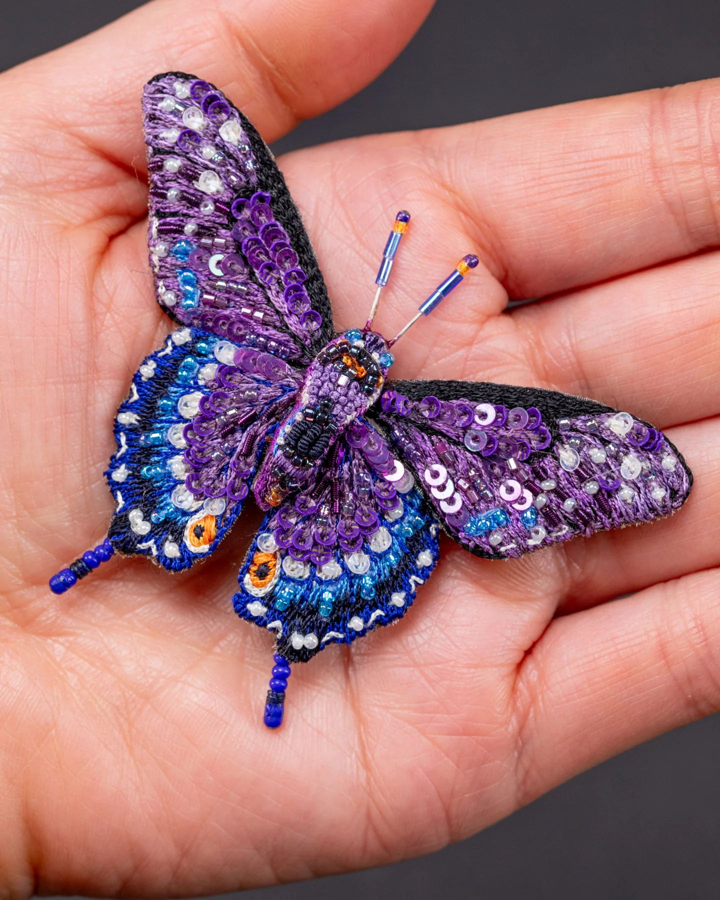 Black Swallowtail Butterfly Beaded Brooch Pin - Trovelore - Image 3