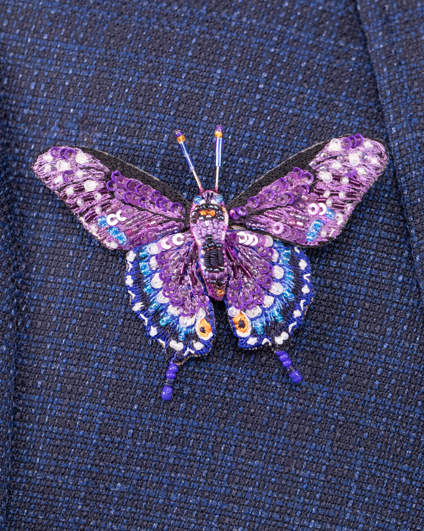 Black Swallowtail Butterfly Beaded Brooch Pin - Trovelore - Image 4