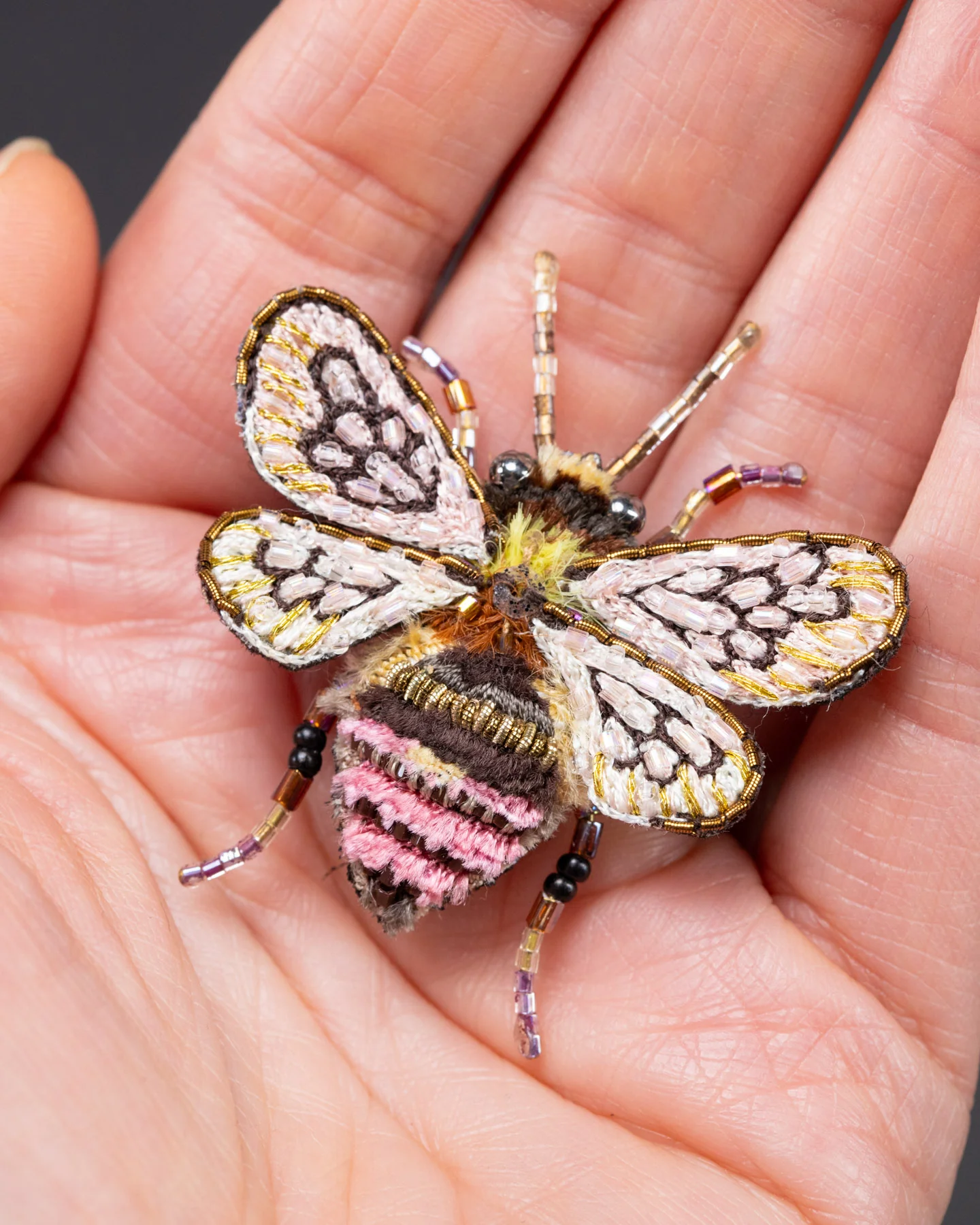 Bombus Bee Beaded Brooch Pin - Trovelore - Image 3
