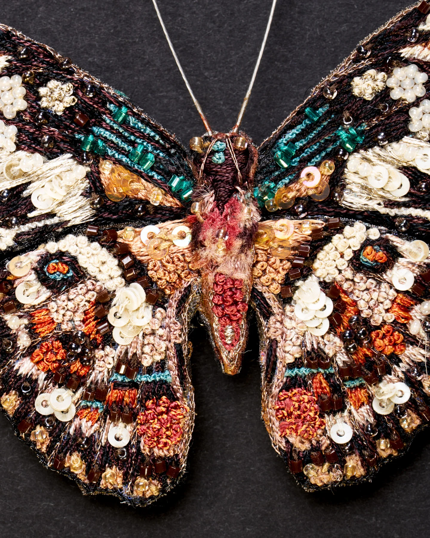 Chequered Swallowtail Butterfly Beaded Brooch Pin - Trovelore - Image 2