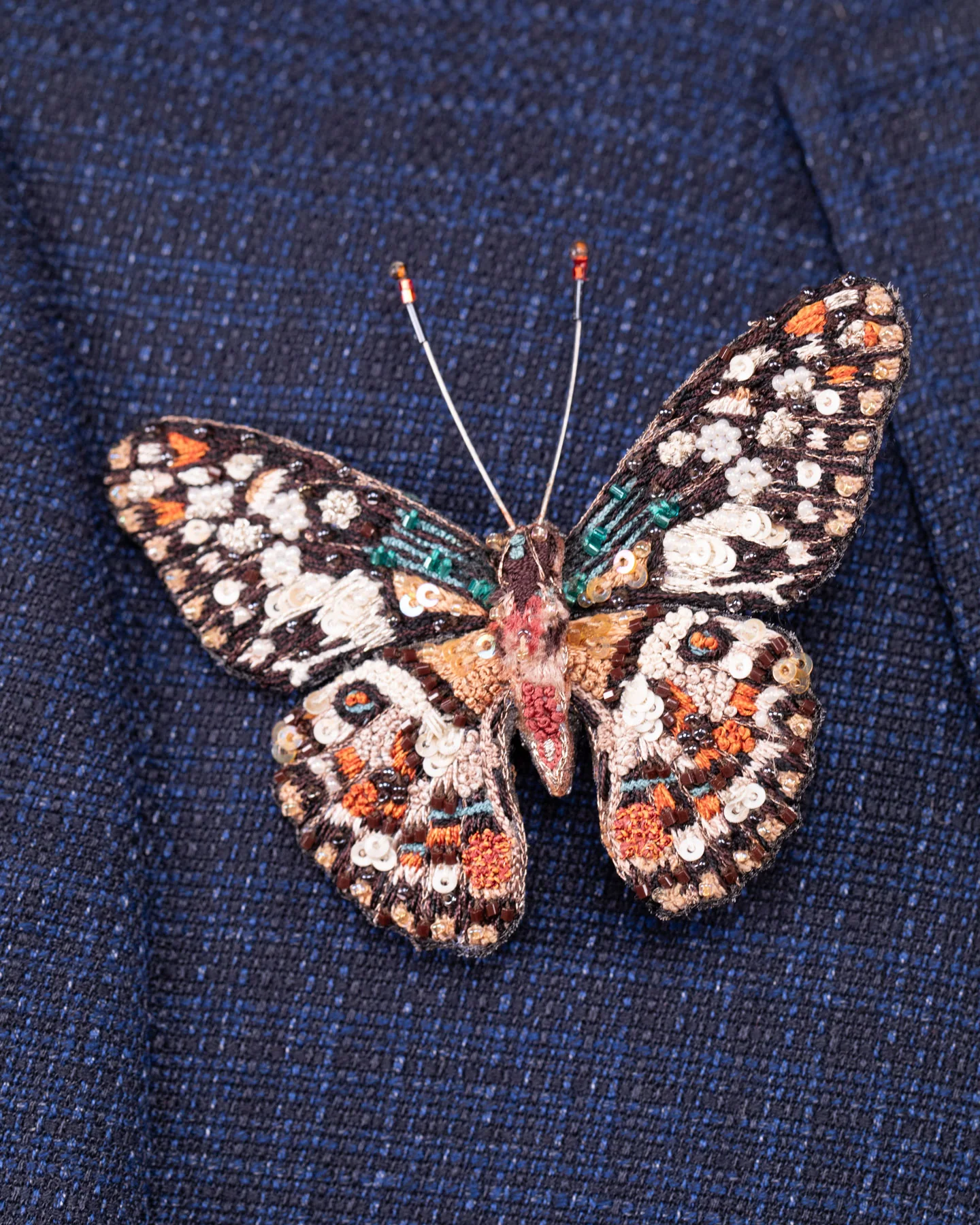 Chequered Swallowtail Butterfly Beaded Brooch Pin - Trovelore - Image 4