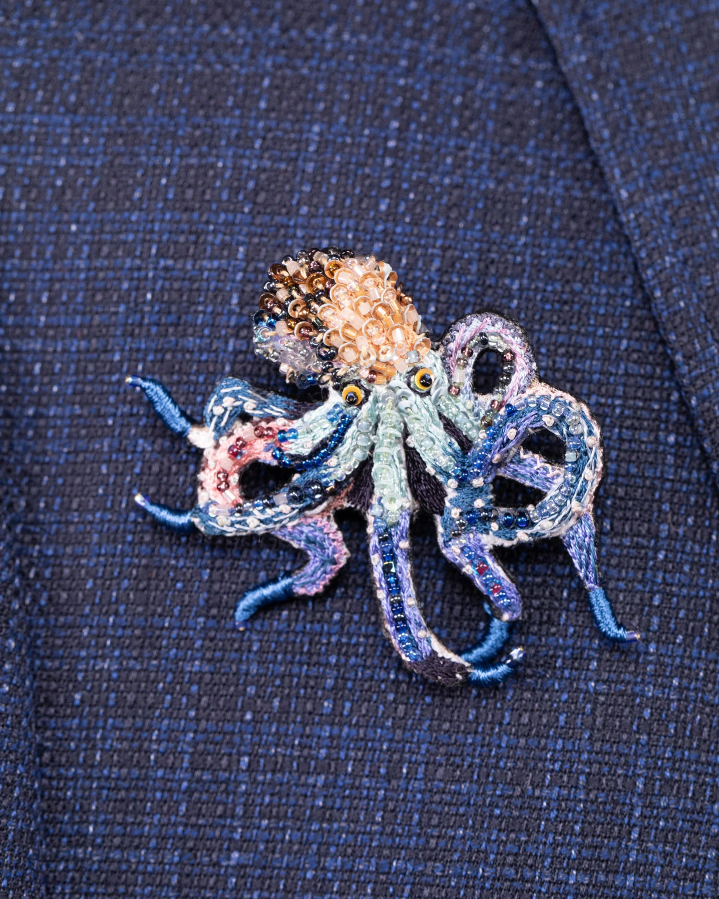 Day Octopus Beaded Brooch Pin - Trovelore - Image 4