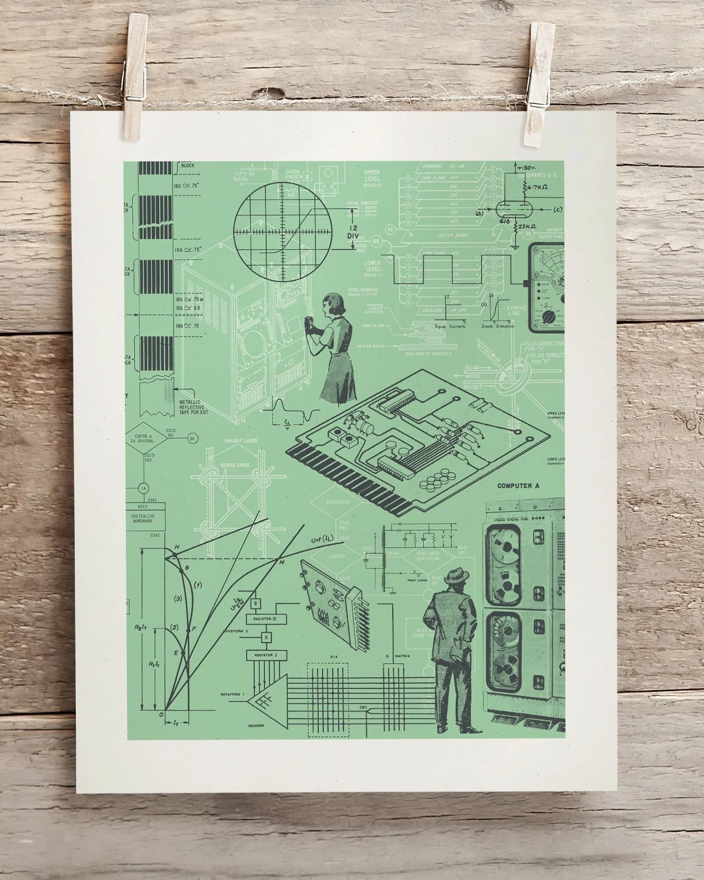 Early Computers Scientific Illustration Museum Print - Image 2