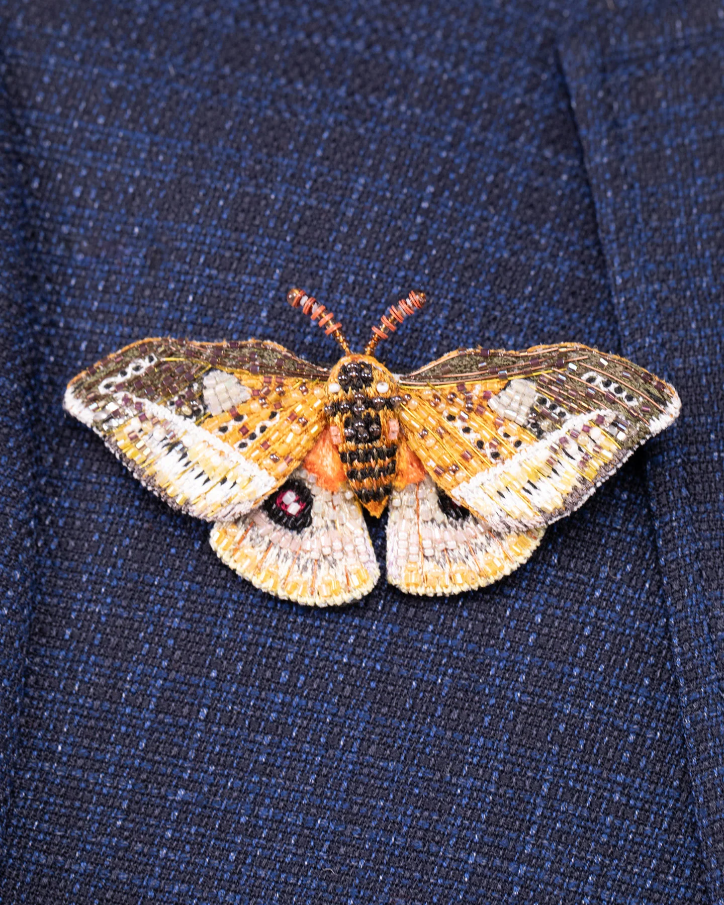 Emperor Moth Beaded Brooch Pin - Trovelore - Image 4