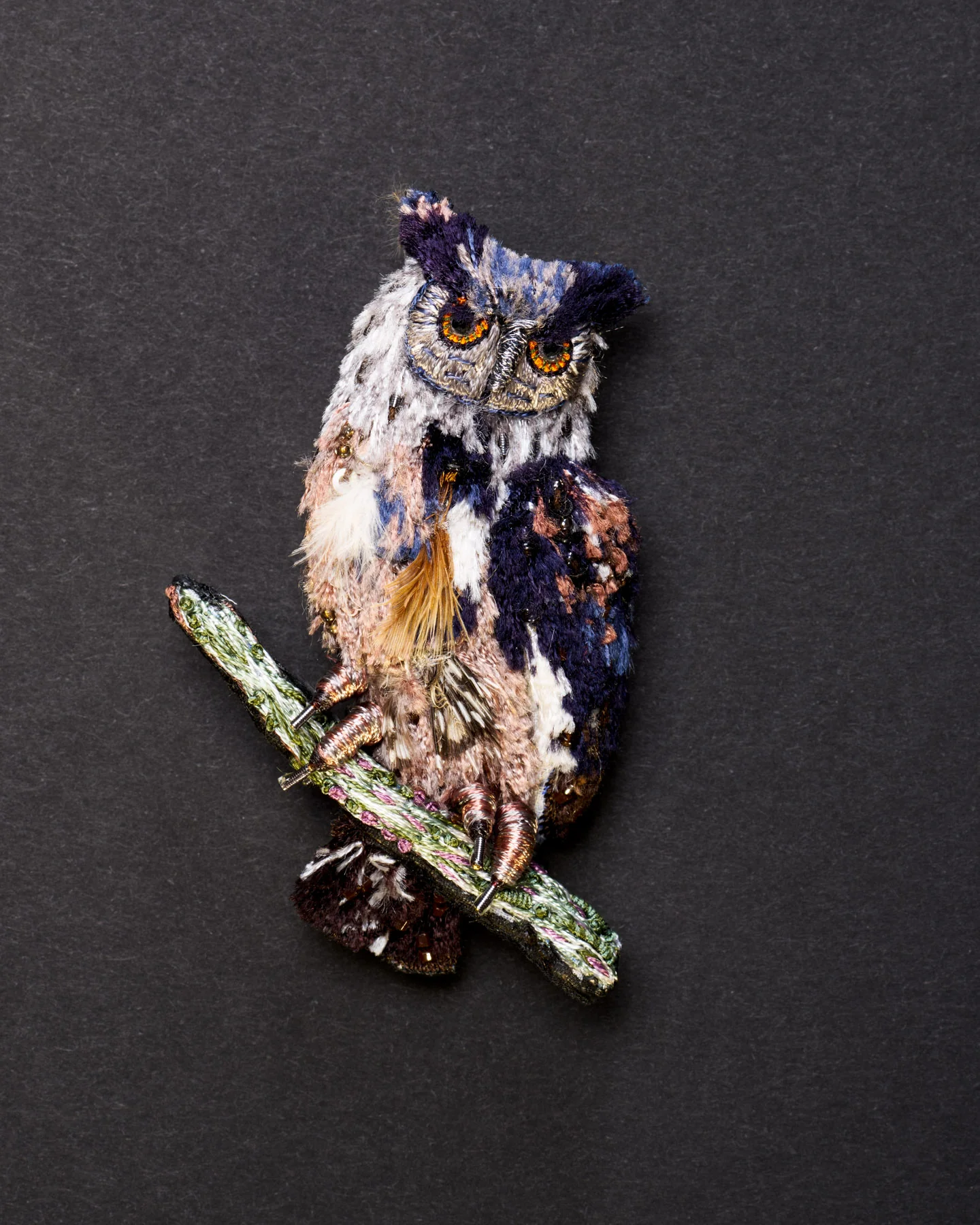 Eurasian Eagle-Owl Beaded Brooch Pin - Trovelore