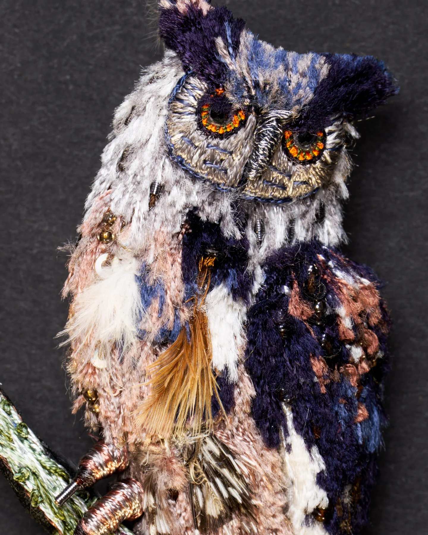 Eurasian Eagle-Owl Beaded Brooch Pin - Trovelore - Image 2