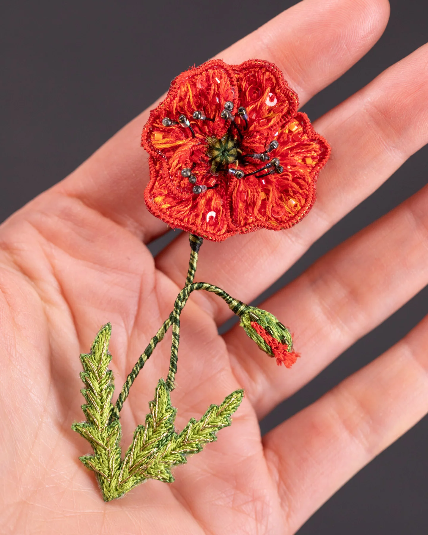 Field Poppy Brooch Pin - Trovelore - Image 3