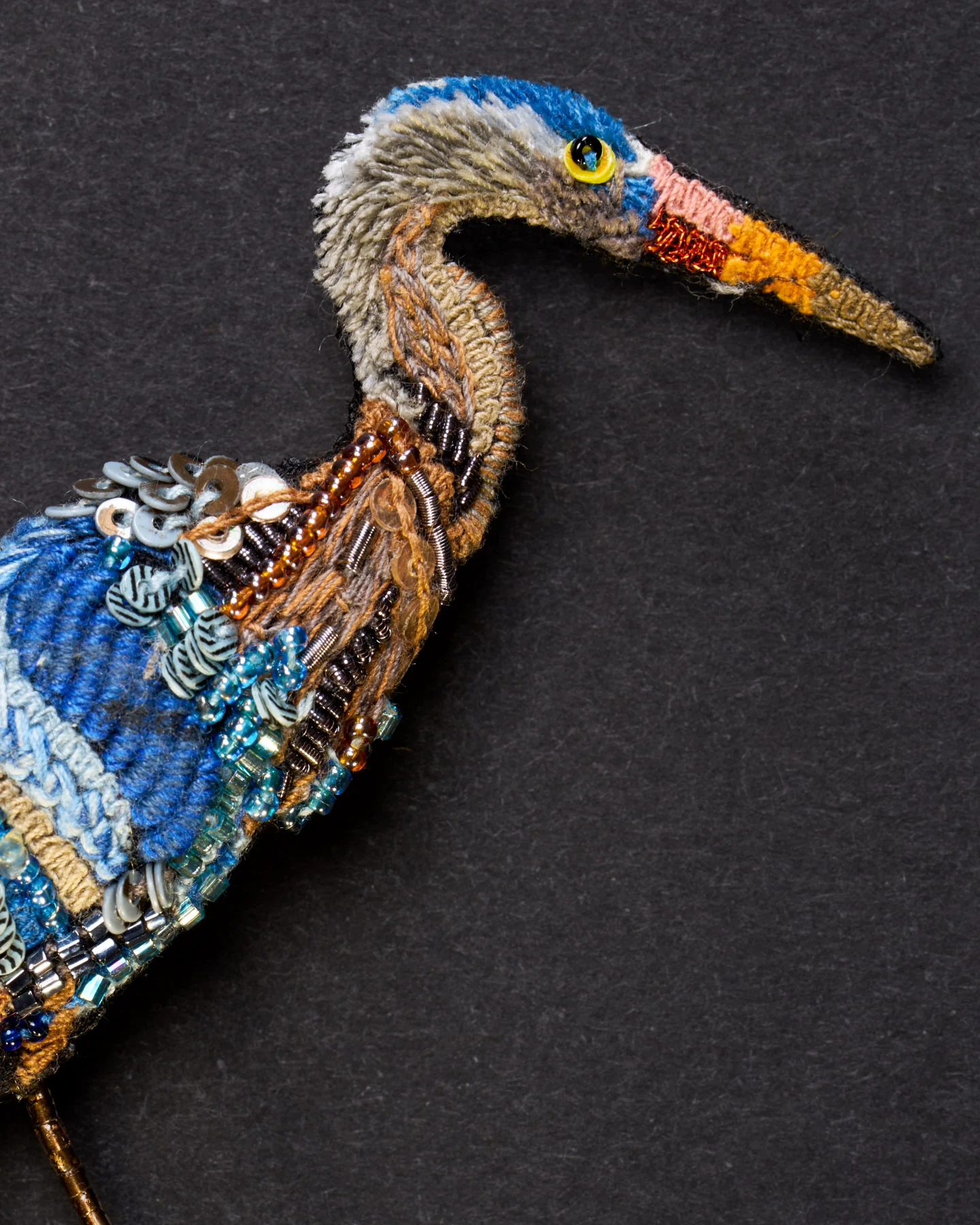 Great Blue Heron Beaded Brooch Pin - Trovelore - Image 2