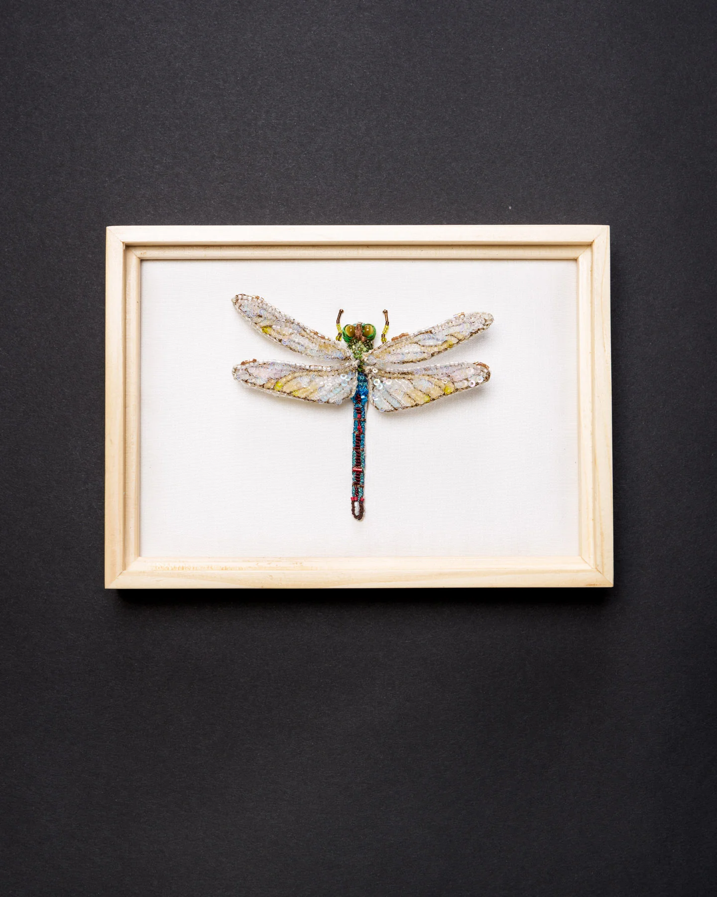 Green Darner Dragonfly Beaded Framed Art - Trovelore