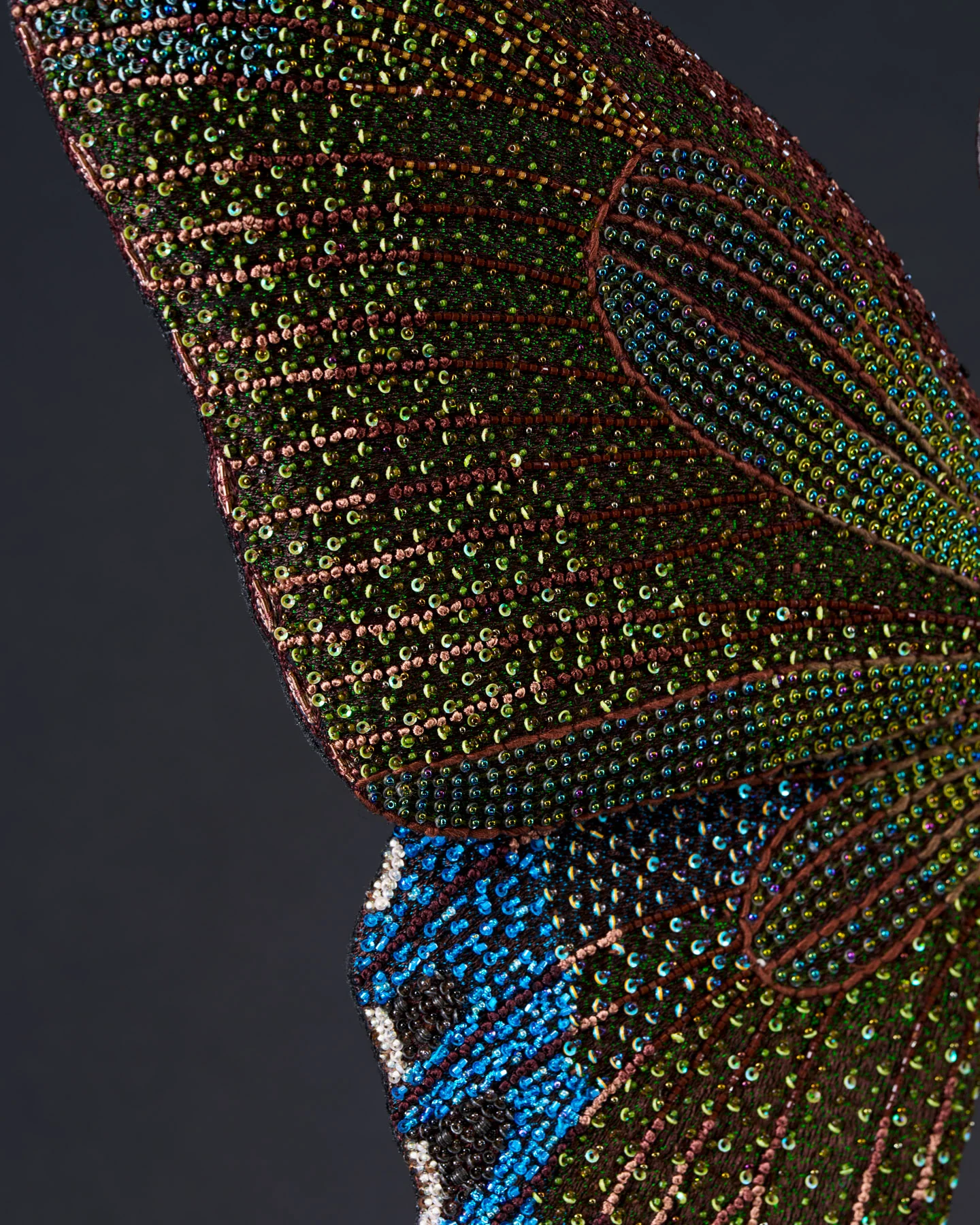 Green Peacock Butterfly Beaded Sculpture - Trovelore - Image 3