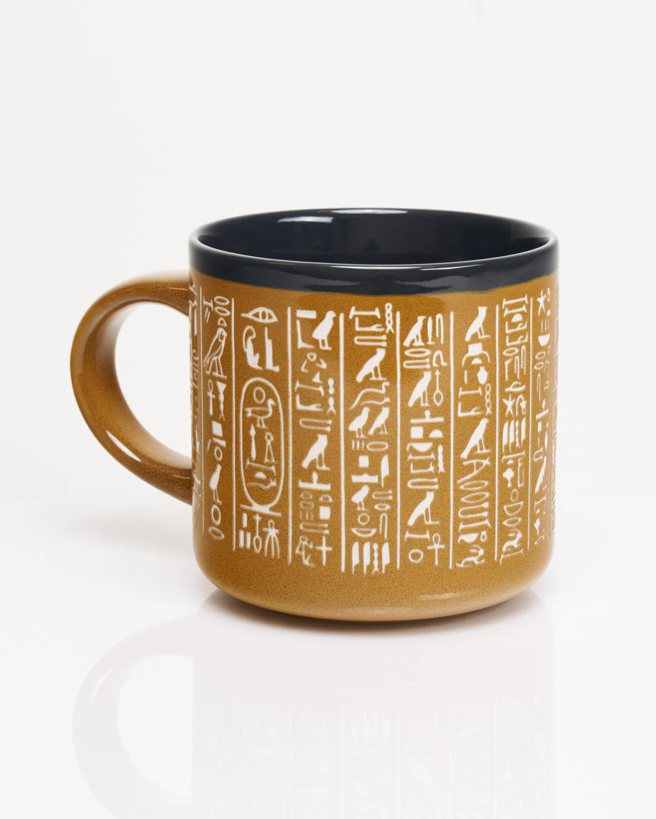 Hieroglyphics Hand Carved 15 oz Ceramic Mug - Image 2