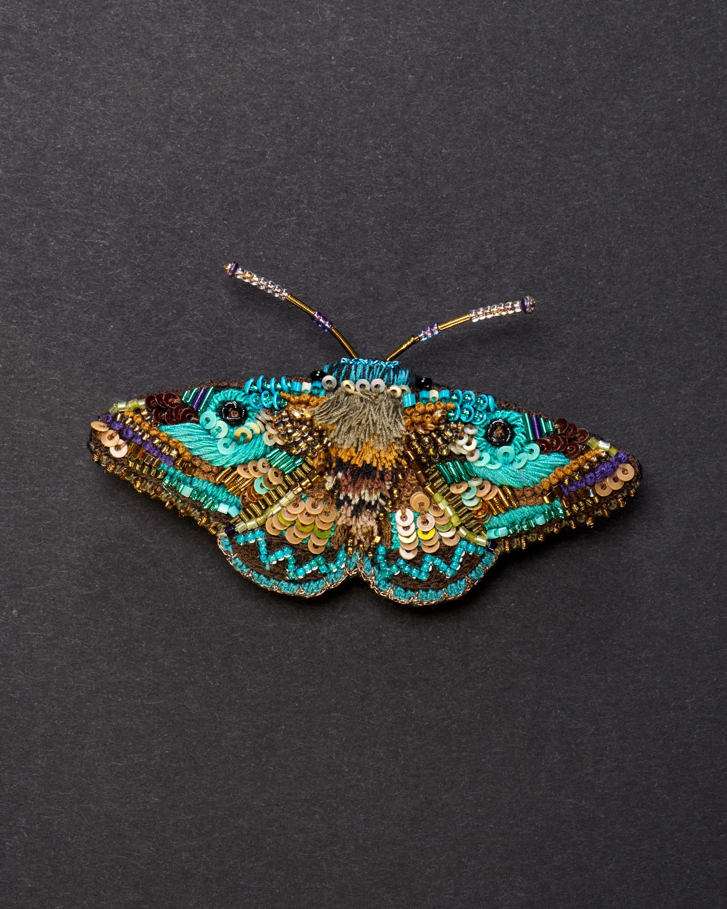 Lanipes Moth Beaded Brooch Pin - Trovelore