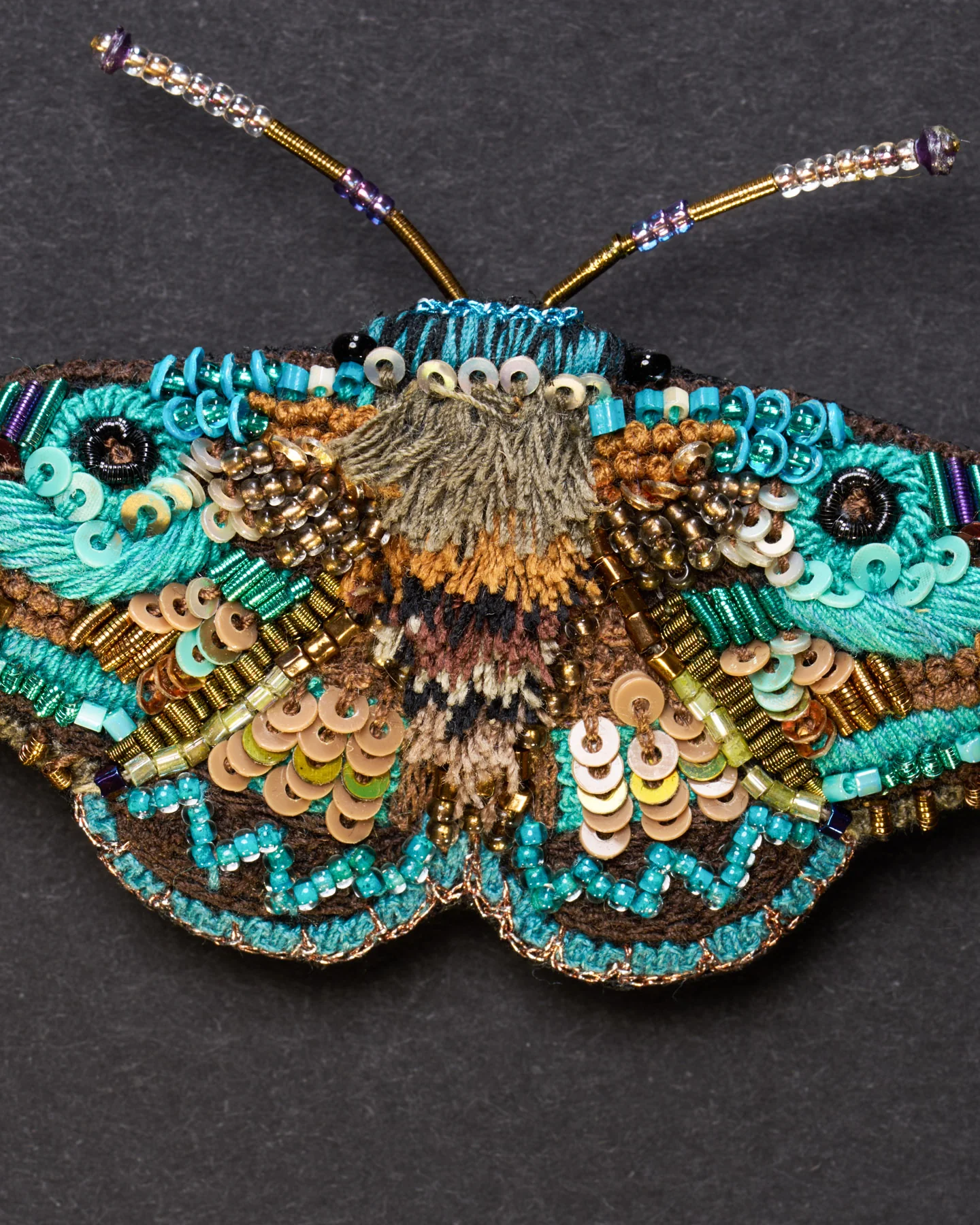 Lanipes Moth Beaded Brooch Pin - Trovelore - Image 2