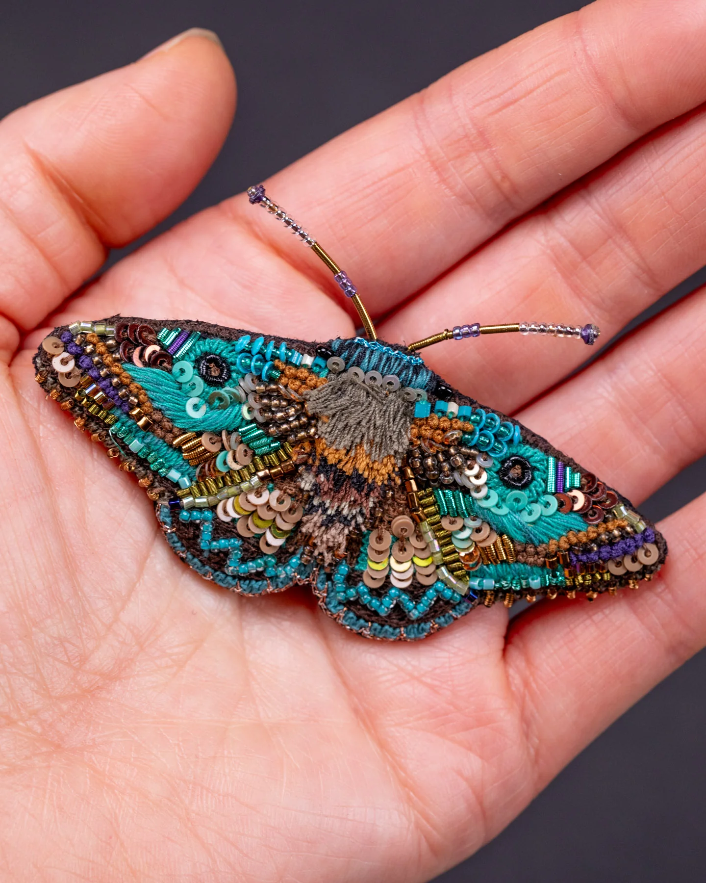Lanipes Moth Beaded Brooch Pin - Trovelore - Image 3