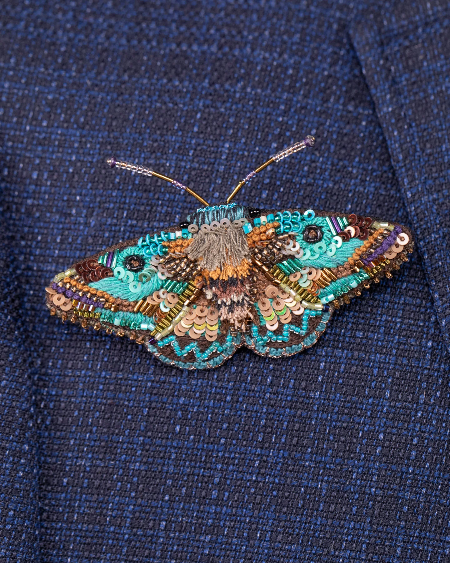 Lanipes Moth Beaded Brooch Pin - Trovelore - Image 4