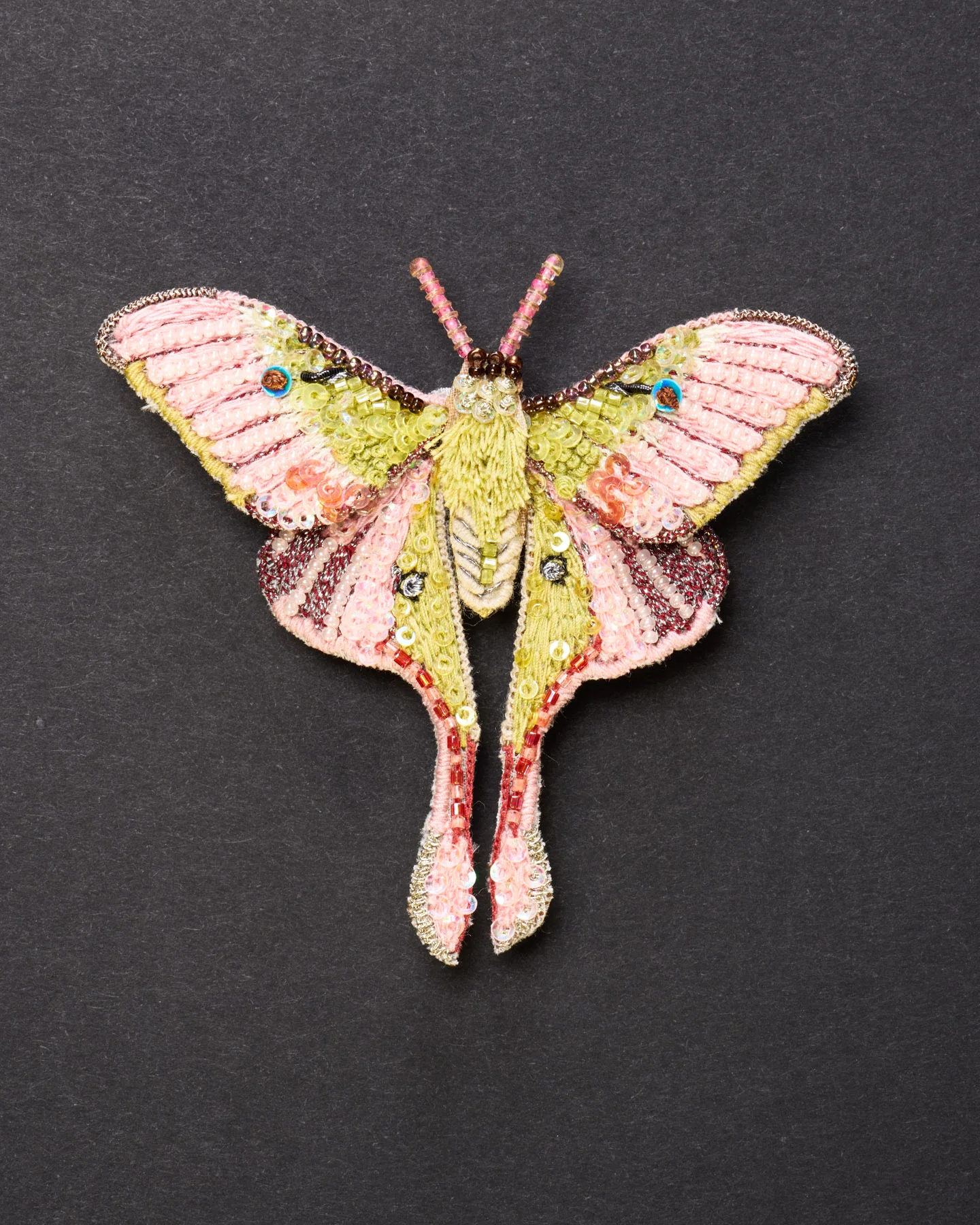 Luna Moth Beaded Brooch Pin - Trovelore