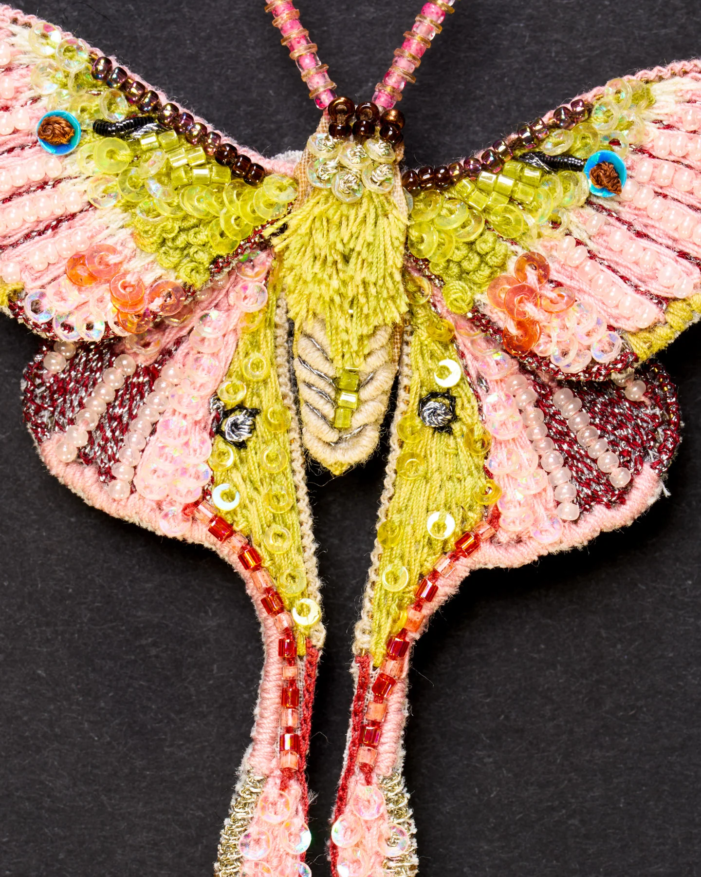 Luna Moth Beaded Brooch Pin - Trovelore - Image 2
