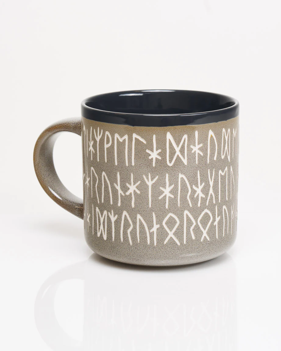 Norse Runes Hand Carved 15 oz Ceramic Mug - Image 2