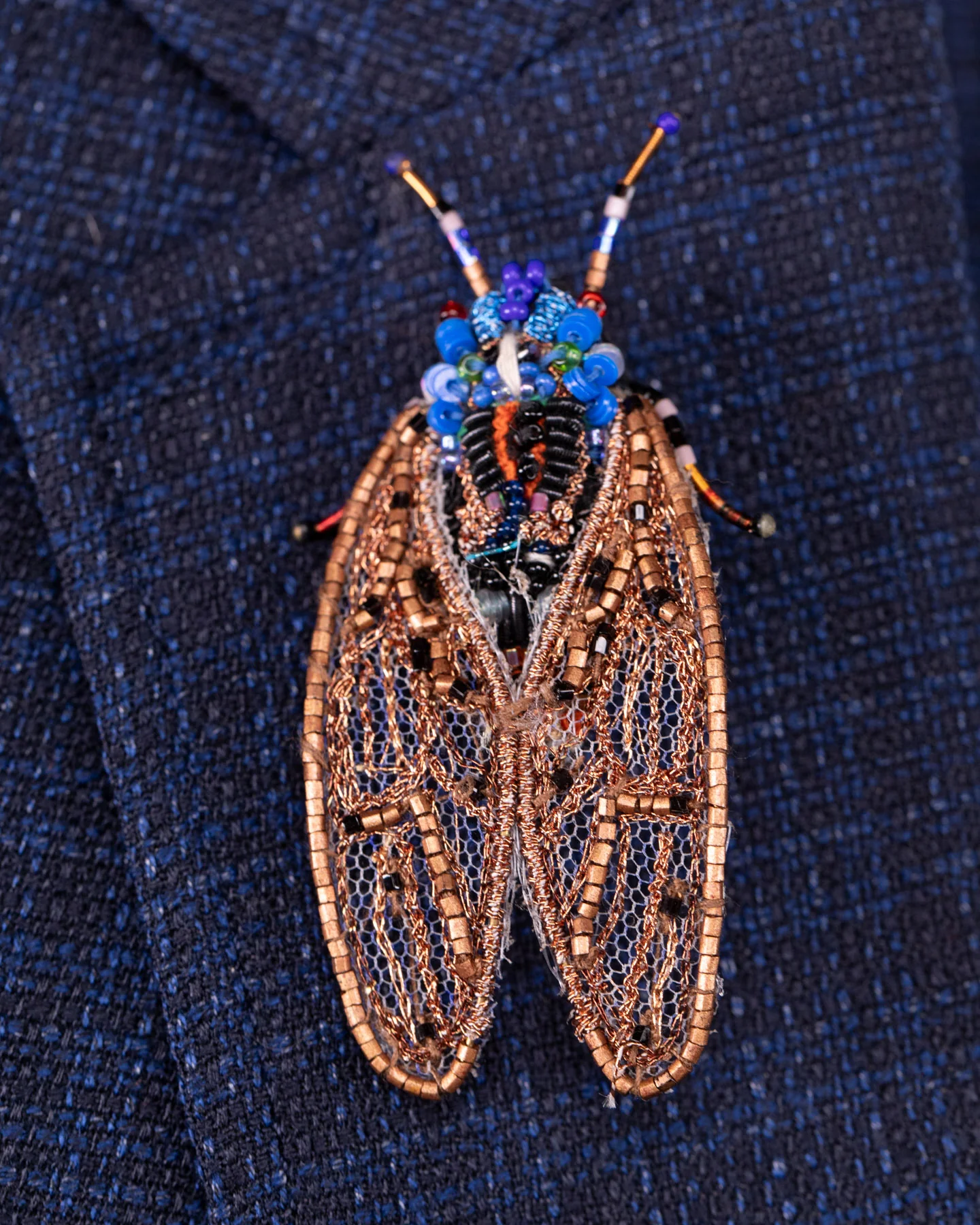 Pharaoh Cicada Beaded Brooch Pin - Trovelore - Image 4