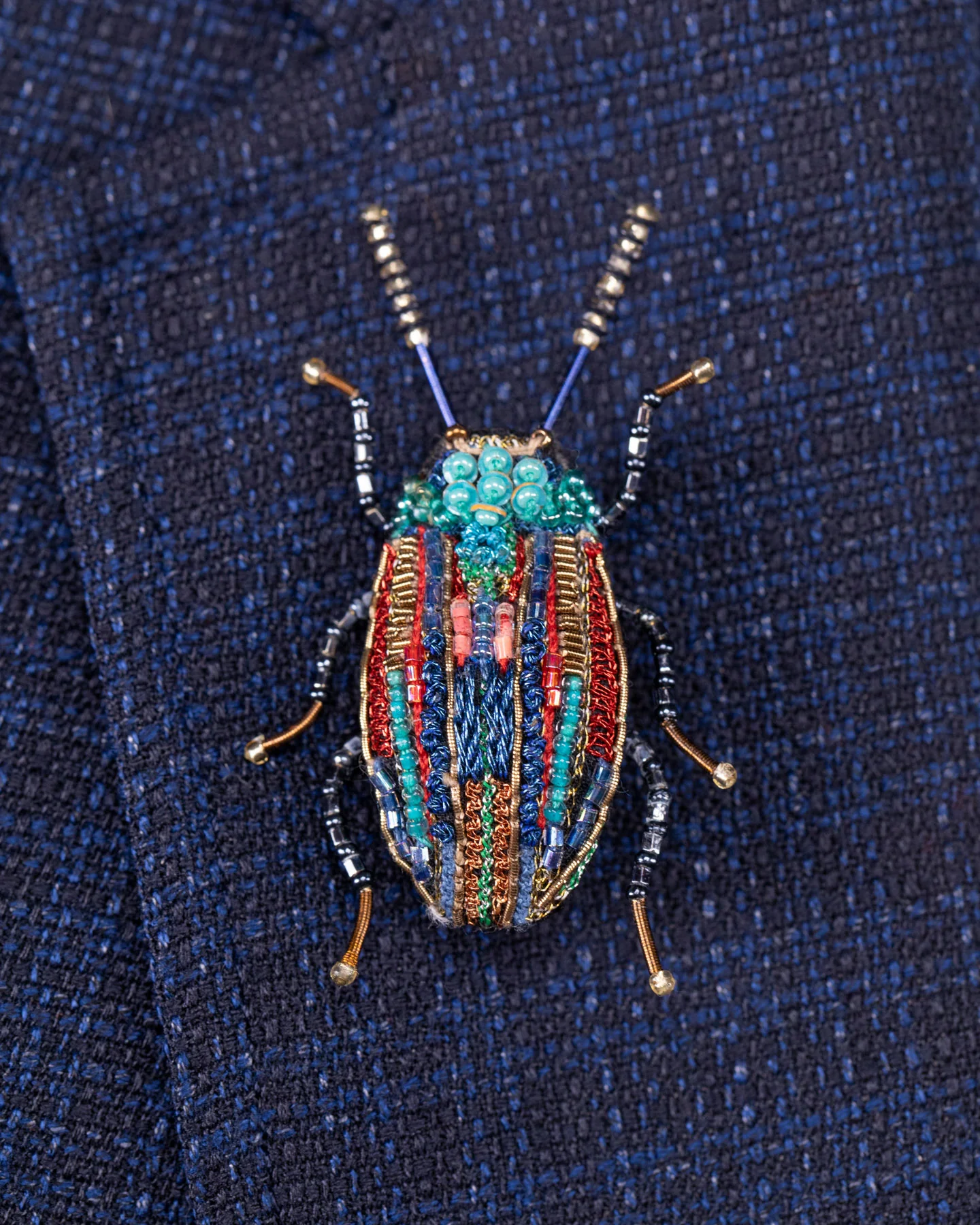 Rainbow Leaf Beetle Beaded Brooch Pin - Trovelore - Image 4