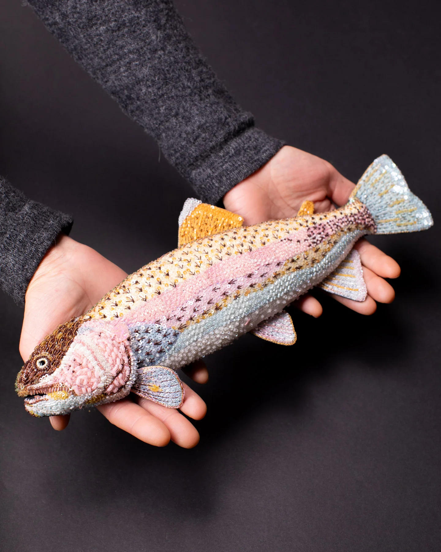 Rainbow Trout Beaded Sculpture - Trovelore - Image 4
