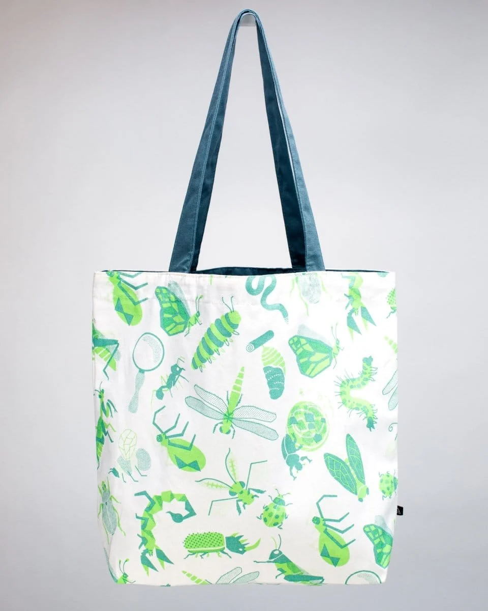 Retro Insects Canvas Shoulder Tote