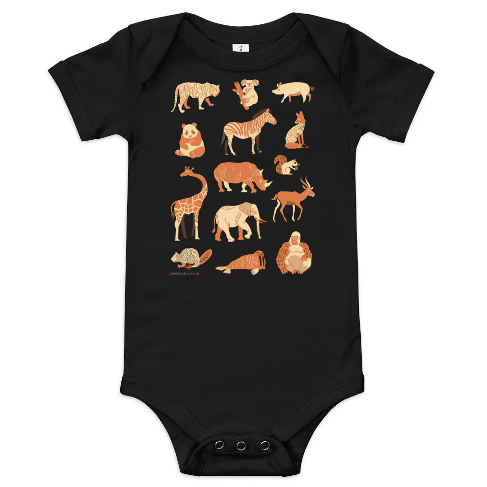 Retro Mammals Baby Bodysuit - Image 2