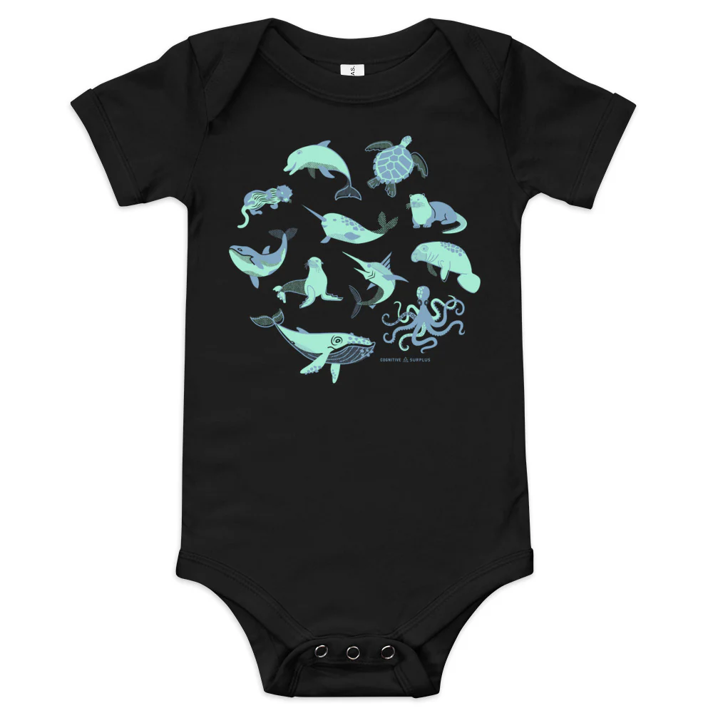 Retro Marine Life Baby Bodysuit - Image 2