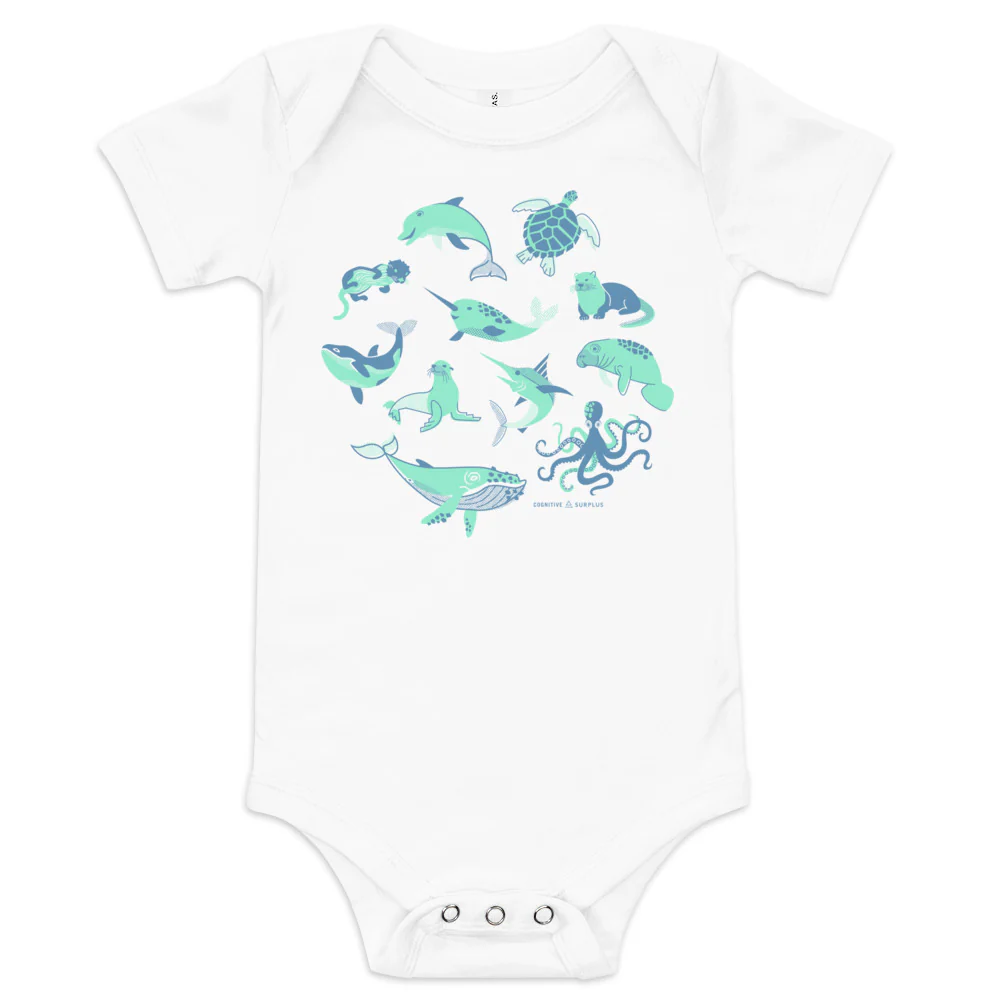 Retro Marine Life Baby Bodysuit - Image 3