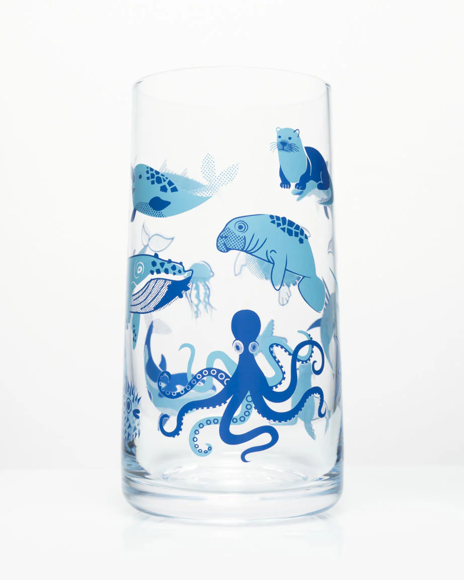 Retro Marine Life Drinking Glass - Image 3