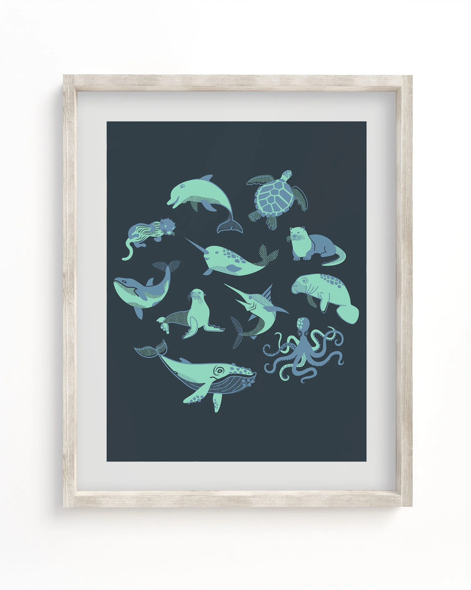 Retro Marine Life Museum Print