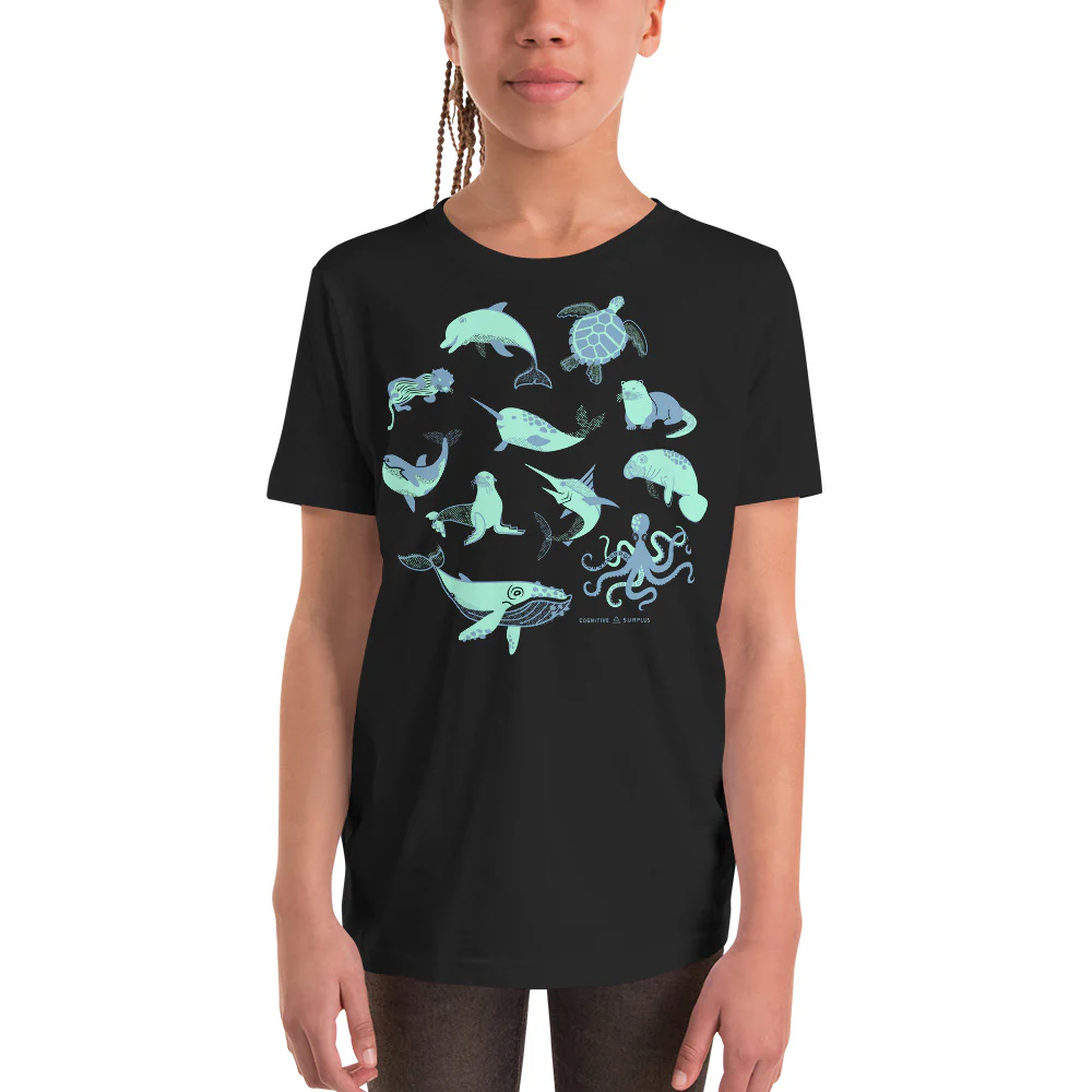 Retro Marine Life Youth Graphic Tee - Image 2