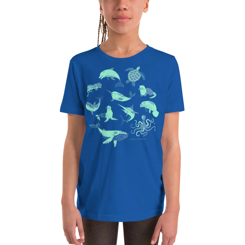 Retro Marine Life Youth Graphic Tee - Image 3