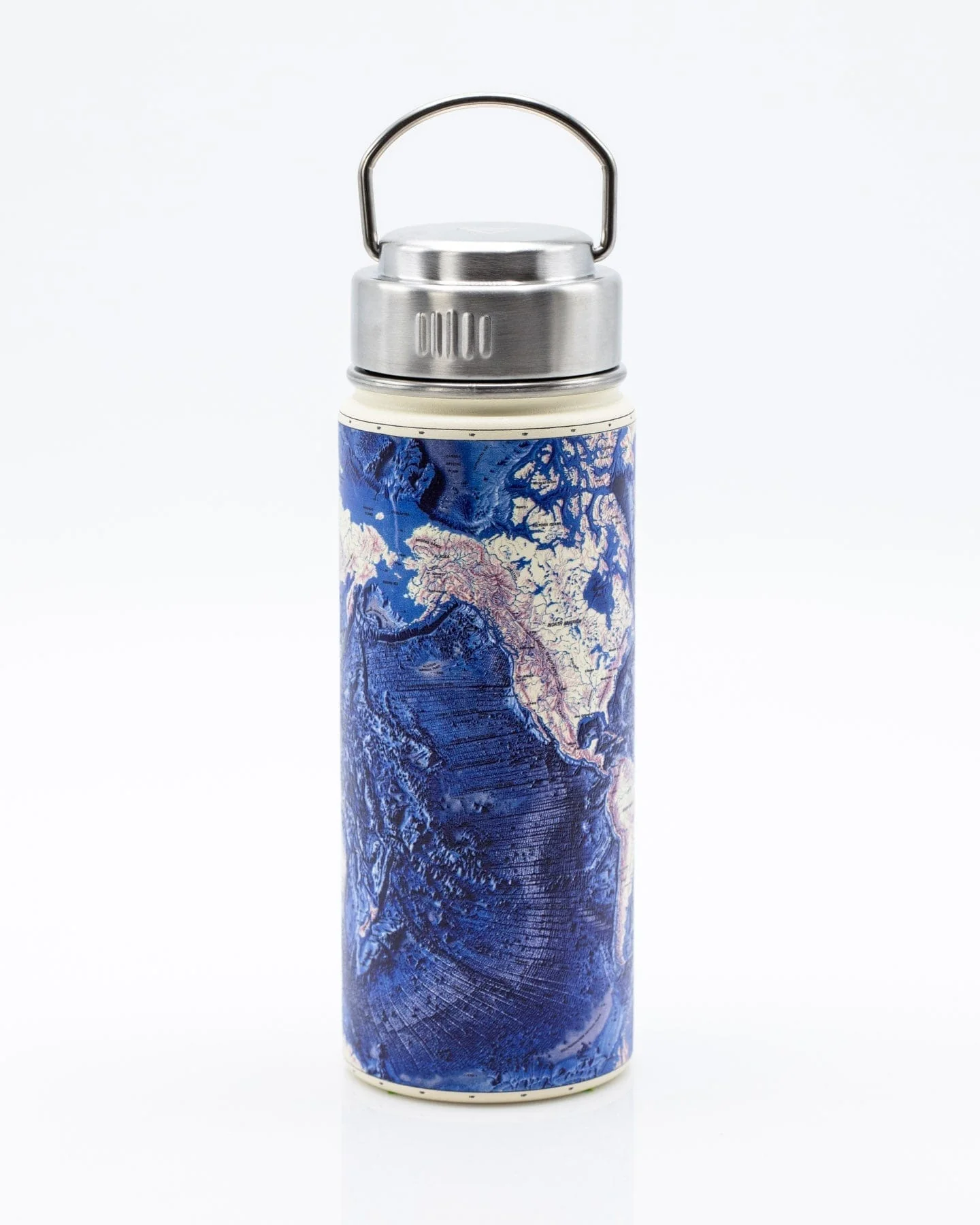 Ocean Terrain World Map 18 oz Steel Bottle - Image 2