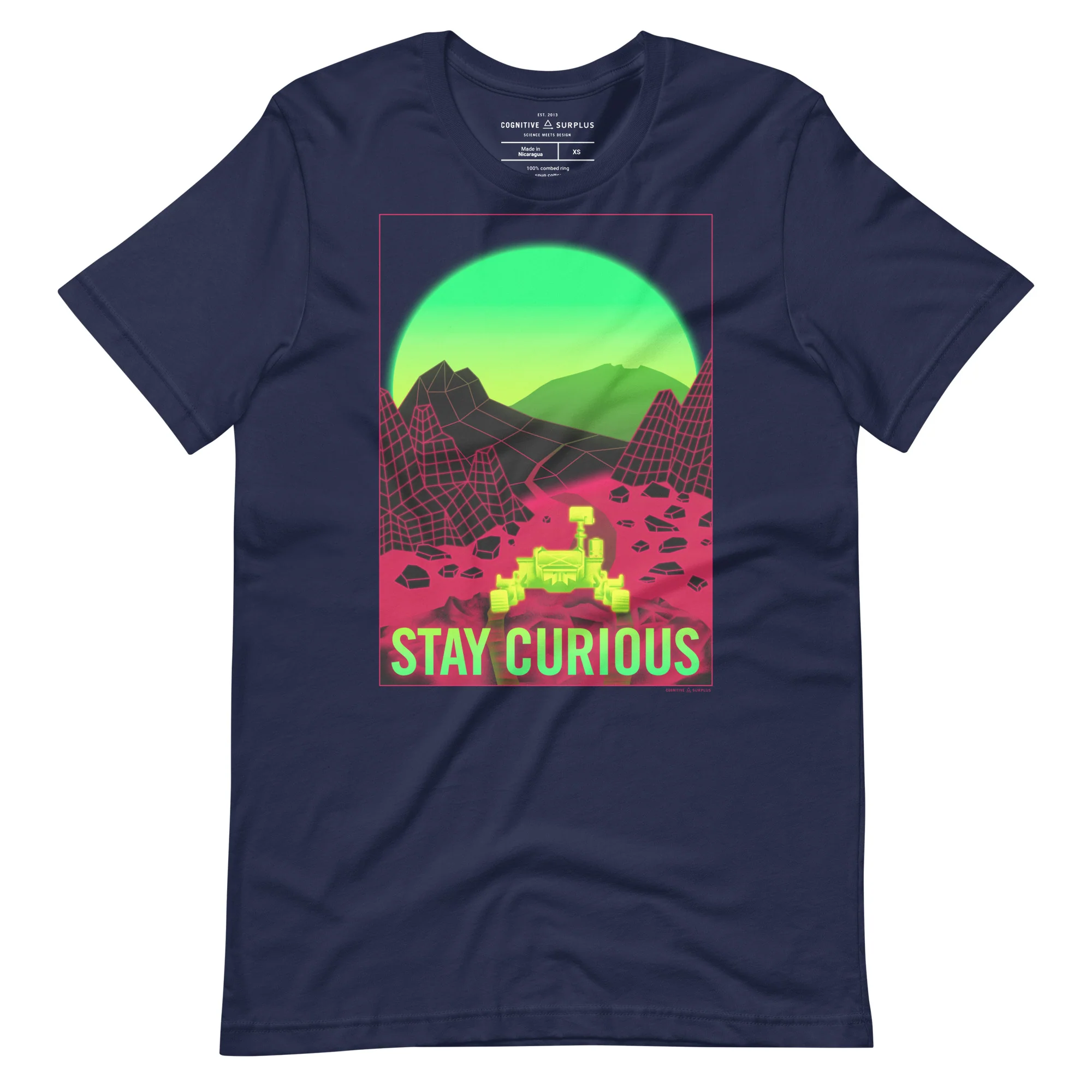Stay Curious - Vaporwave Mars Rover Graphic Tee - Image 2