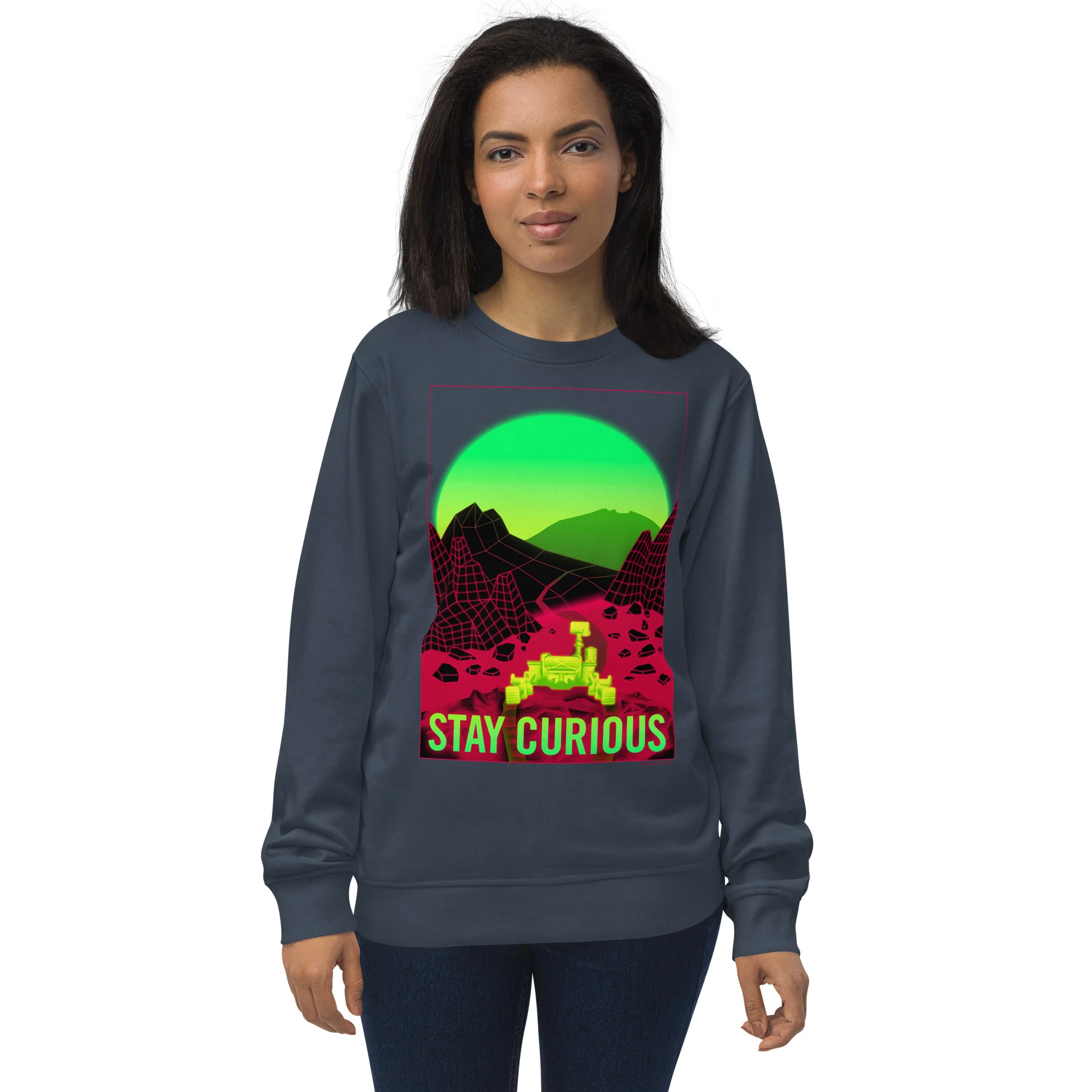 Stay Curious - Vaporwave Mars Rover Sweatshirt - Organic - Image 3