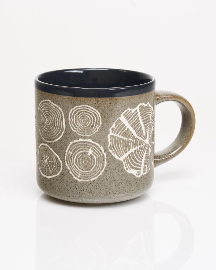 Tree Rings Hand Carved 15 oz Ceramic Mug