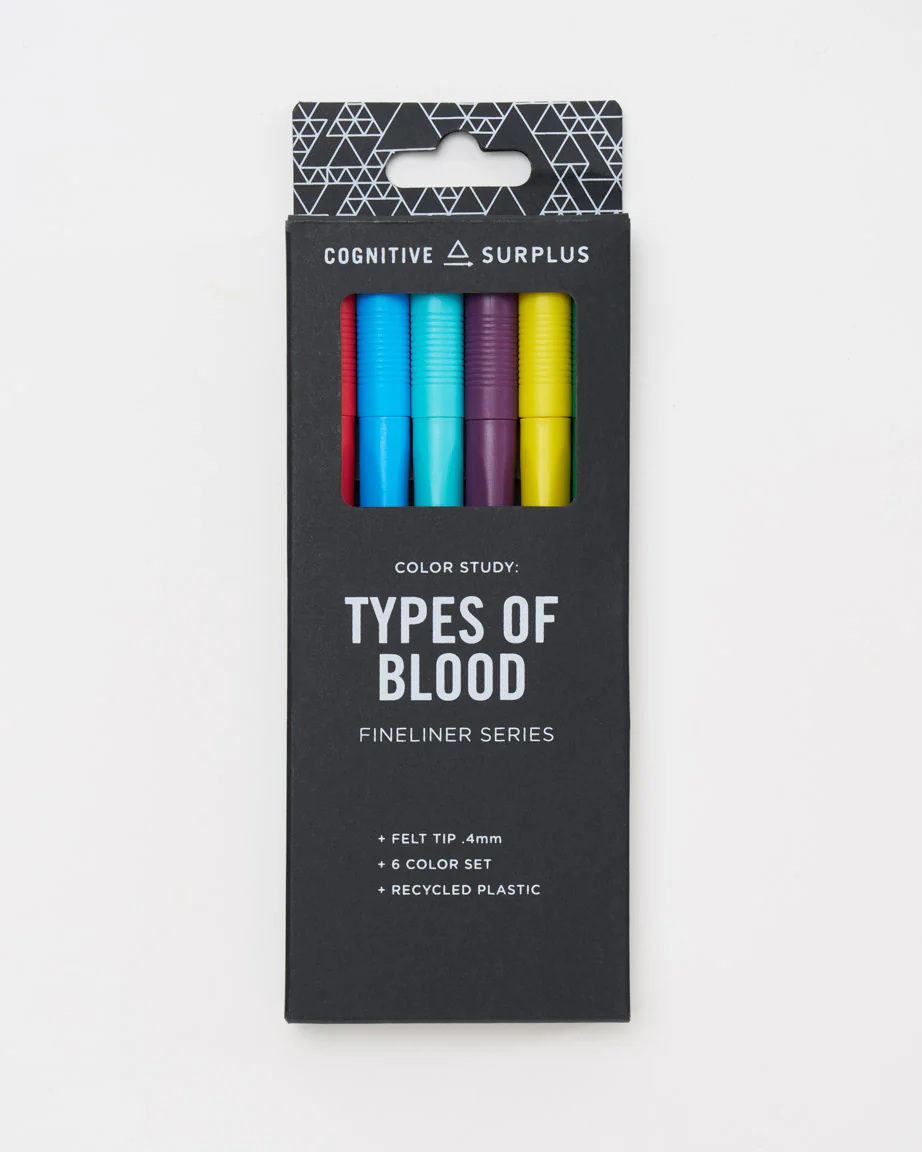 Types of Blood Fineliner Pens (Pack of 6)