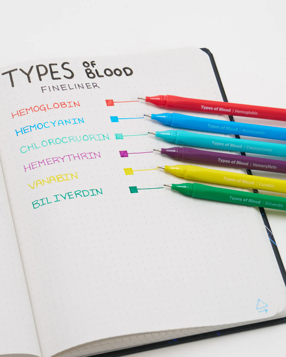 Types of Blood Fineliner Pens (Pack of 6) - Image 2