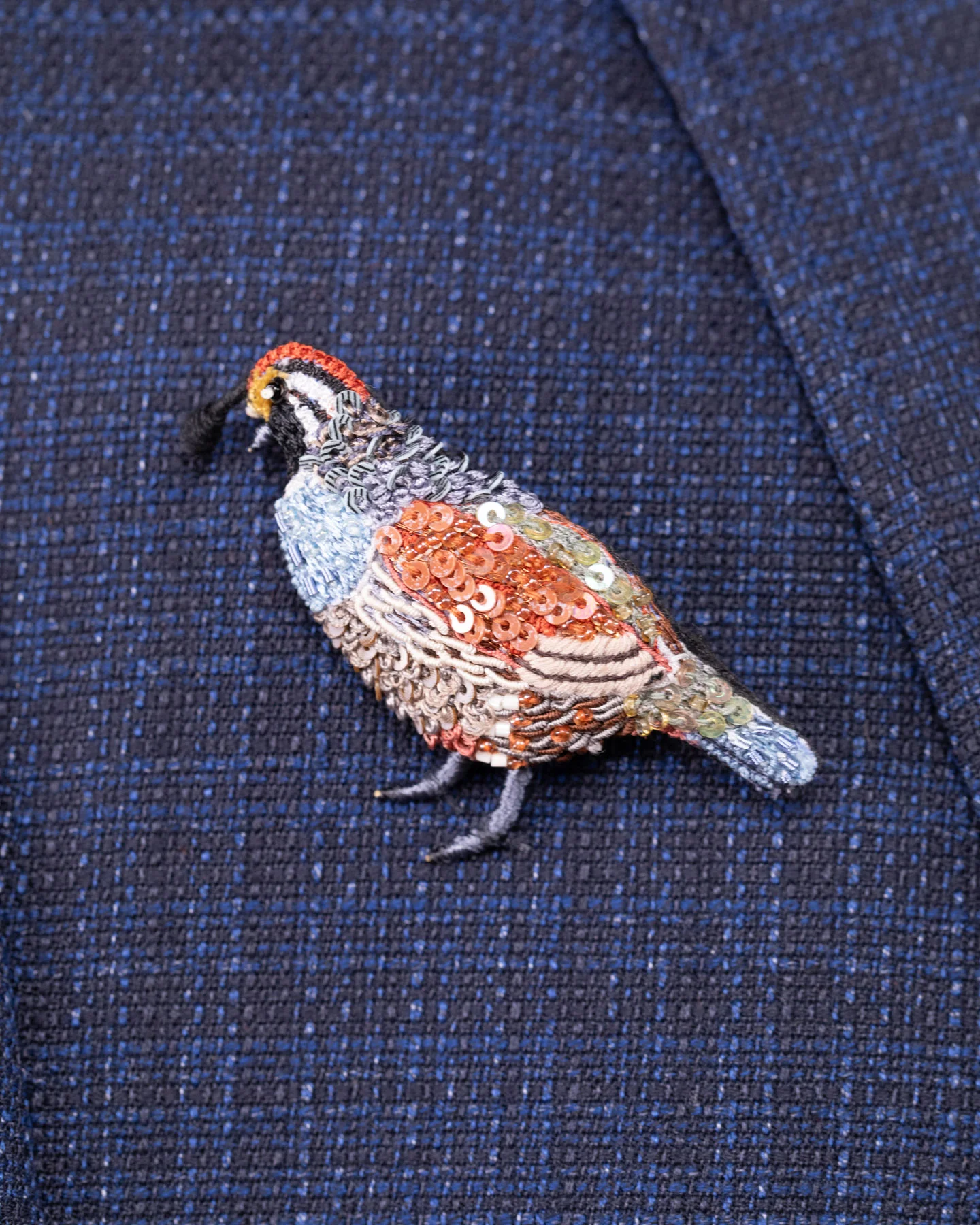 Valley Quail Beaded Brooch Pin - Trovelore - Image 4