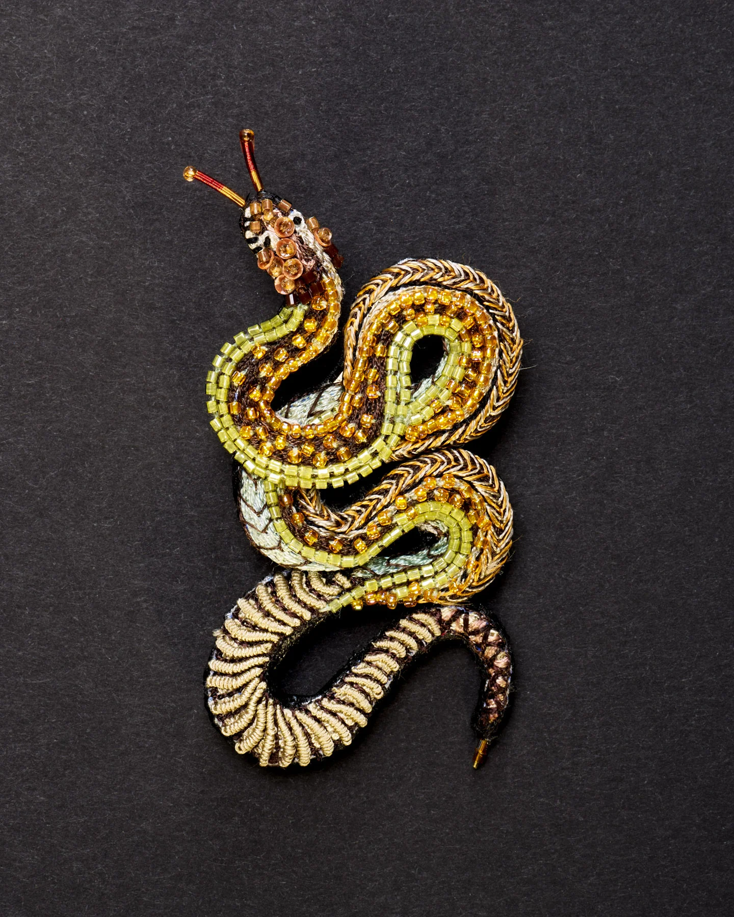 Viper Snake Beaded Brooch Pin - Trovelore